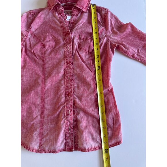 Guess Womens Pink Long Sleeve Button-Up Shirt Size S - Picture 7 of 10